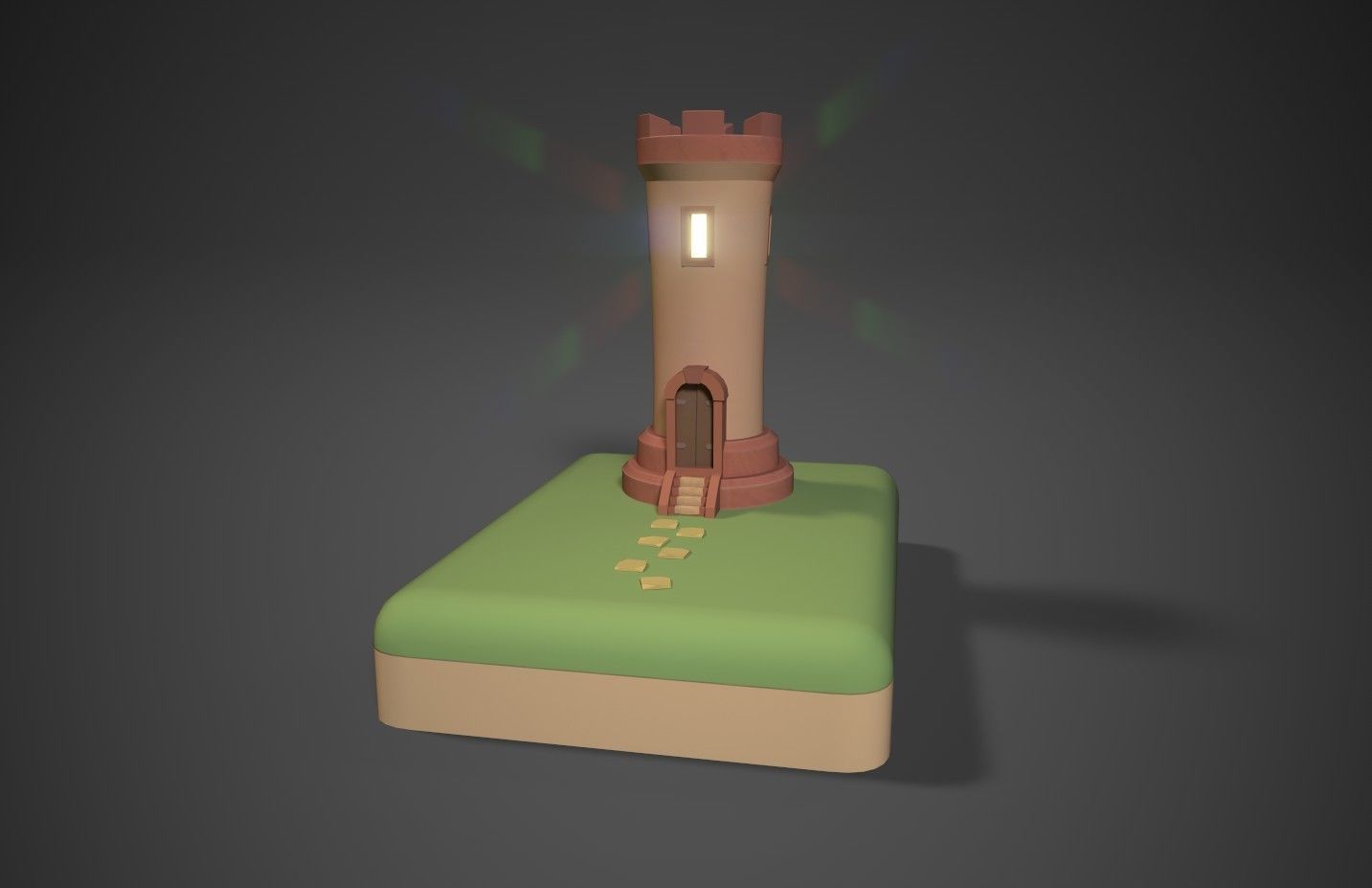 Stylized cartoon tower Low-poly 3D model_2