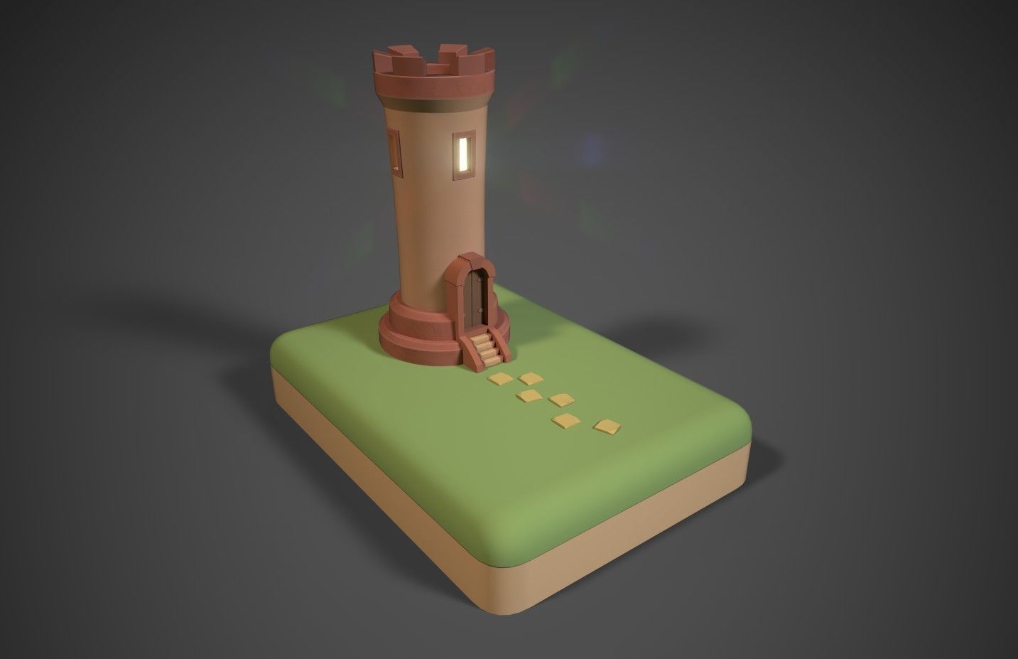 Stylized cartoon tower Low-poly 3D model_1