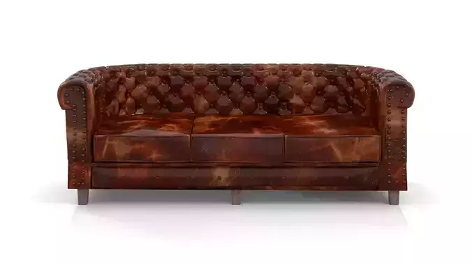 Chesterfield Sofa Old Brown Leather 3D model