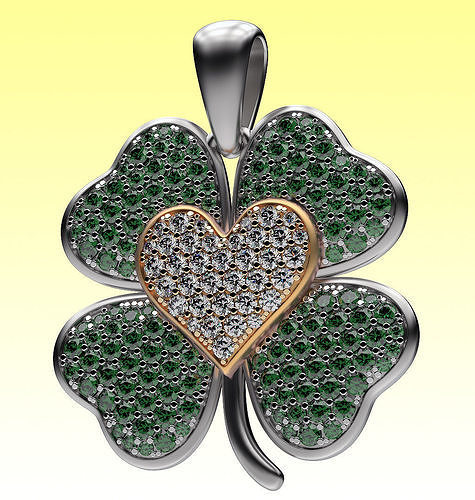 Pendant Clover and Heart 3D print model