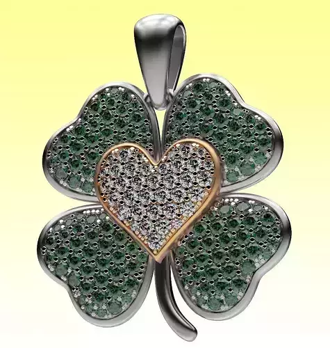 Pendant Clover and Heart 3D print model