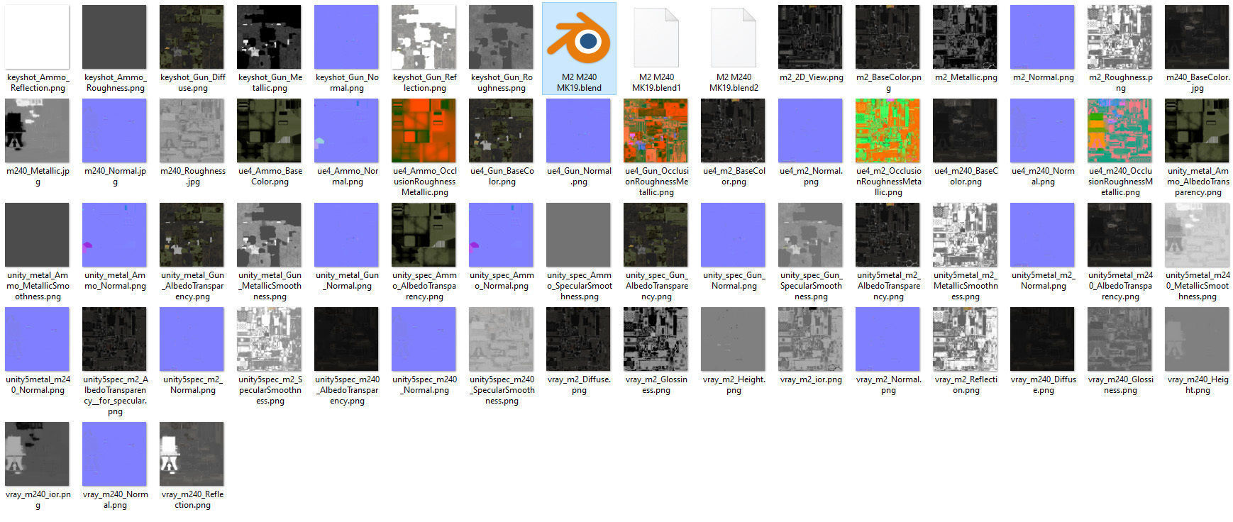 M2 M240 MK19  Low-poly 3D model_14