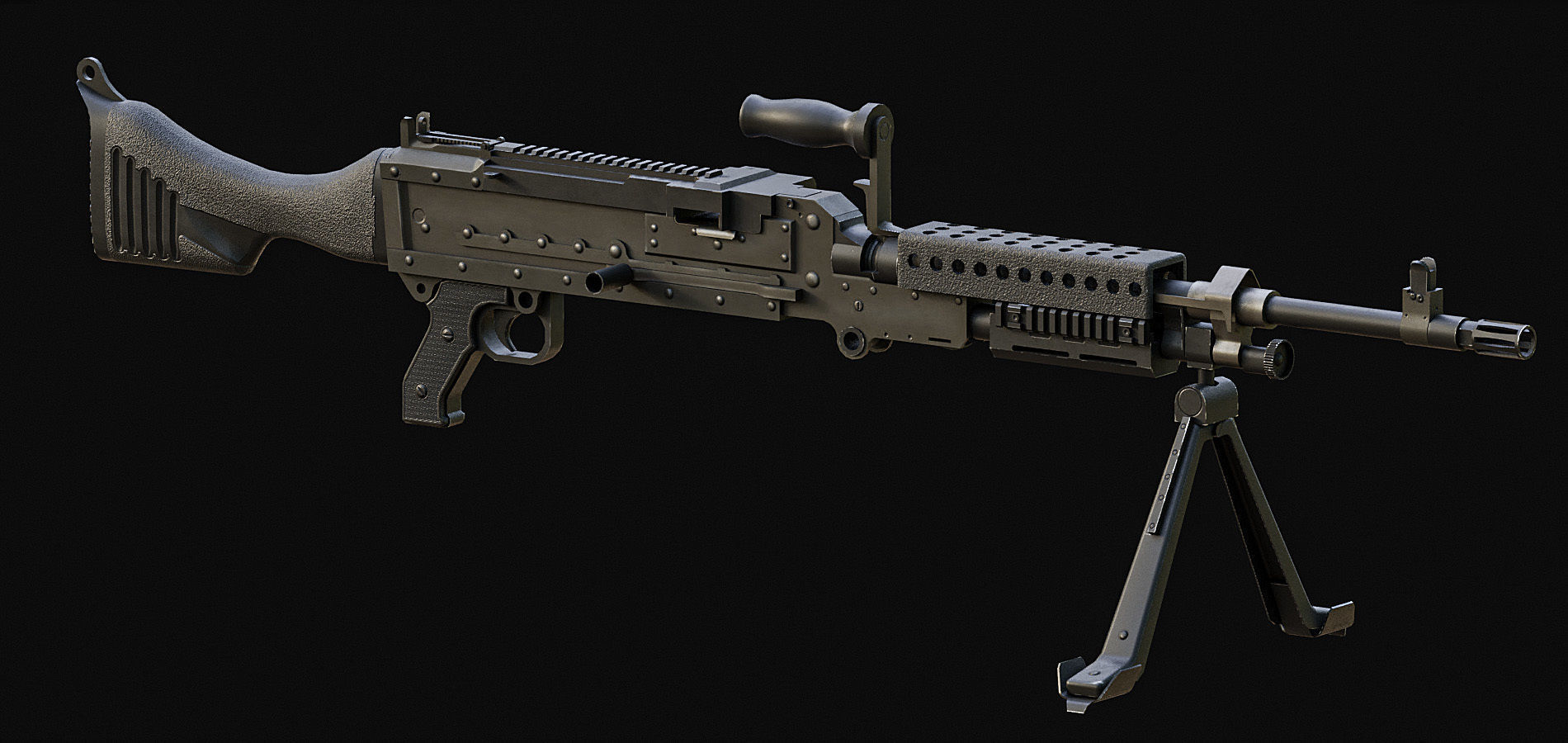 M2 M240 MK19  Low-poly 3D model_8