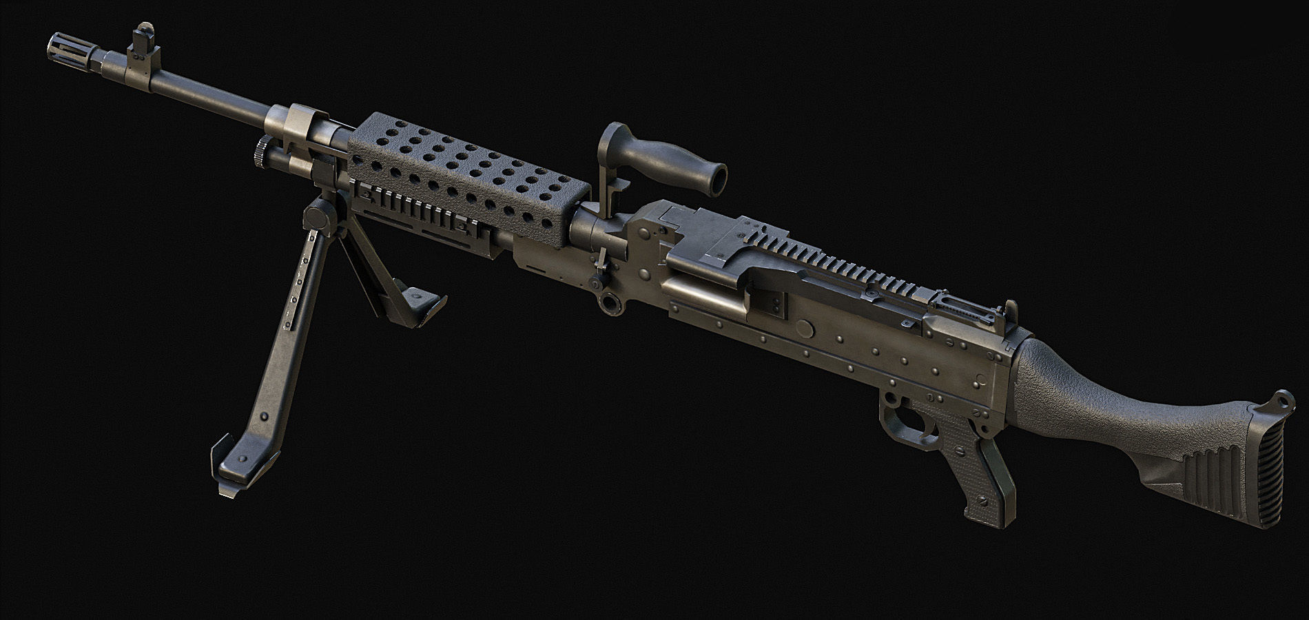 M2 M240 MK19  Low-poly 3D model_7