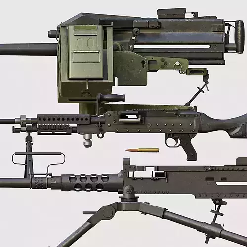 M2 M240 MK19  Low-poly 3D model