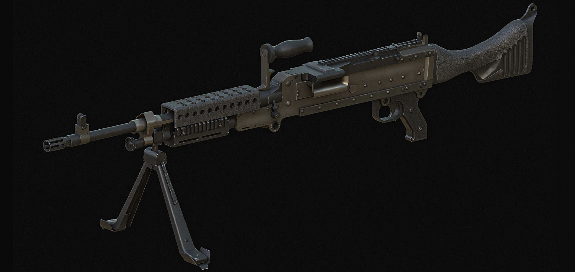 M2 M240 MK19  Low-poly 3D model_6