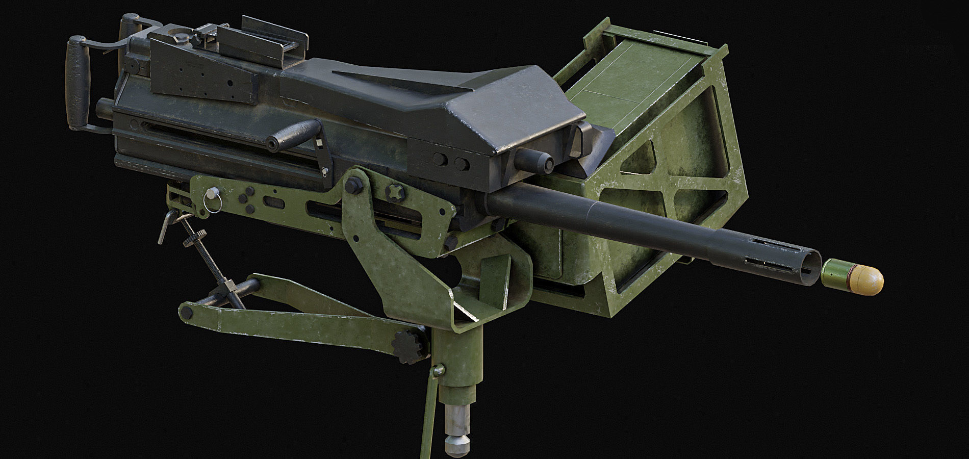 M2 M240 MK19  Low-poly 3D model_3