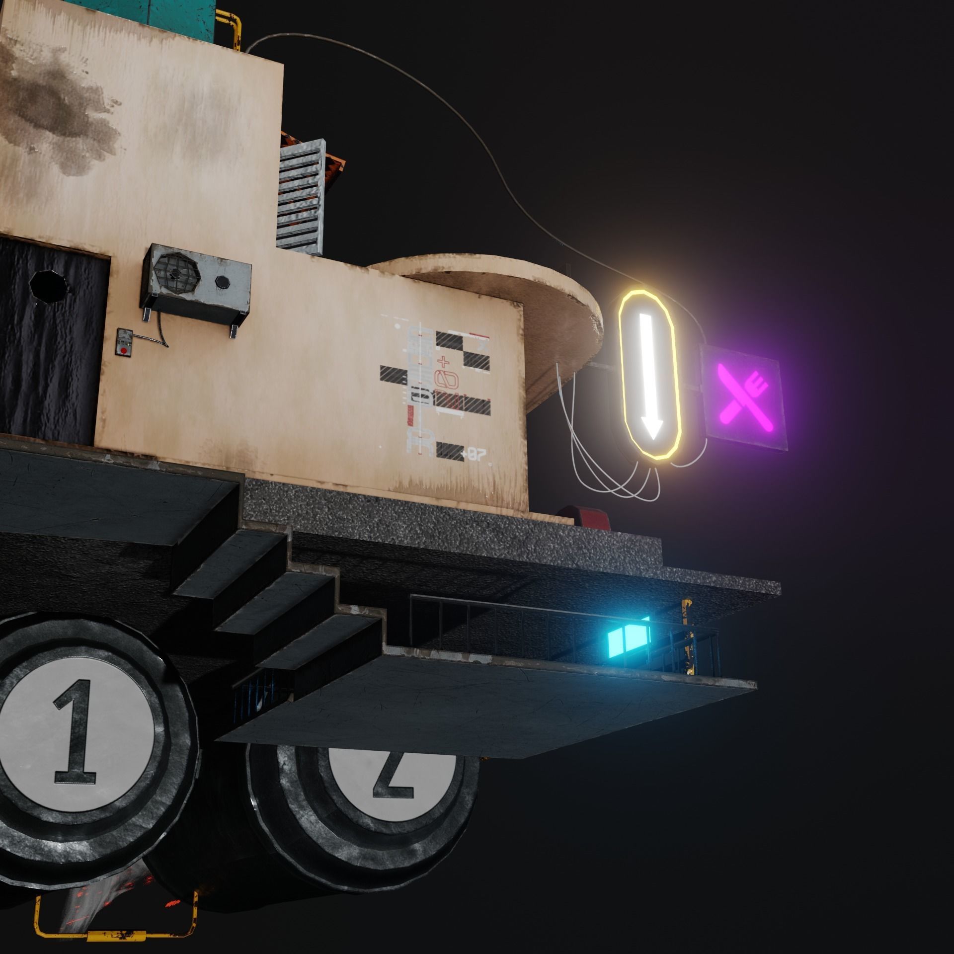 Fly Building Cyberpunk 3D model_3