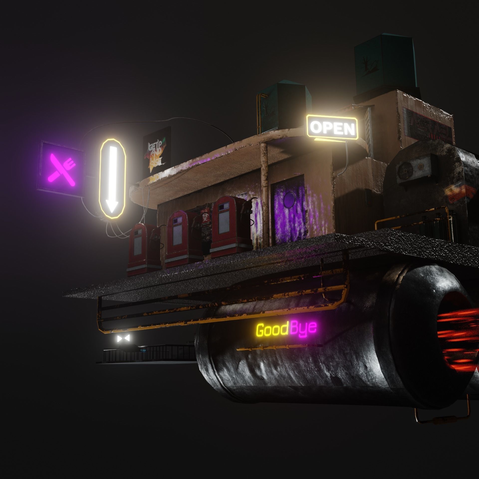 Fly Building Cyberpunk 3D model_2