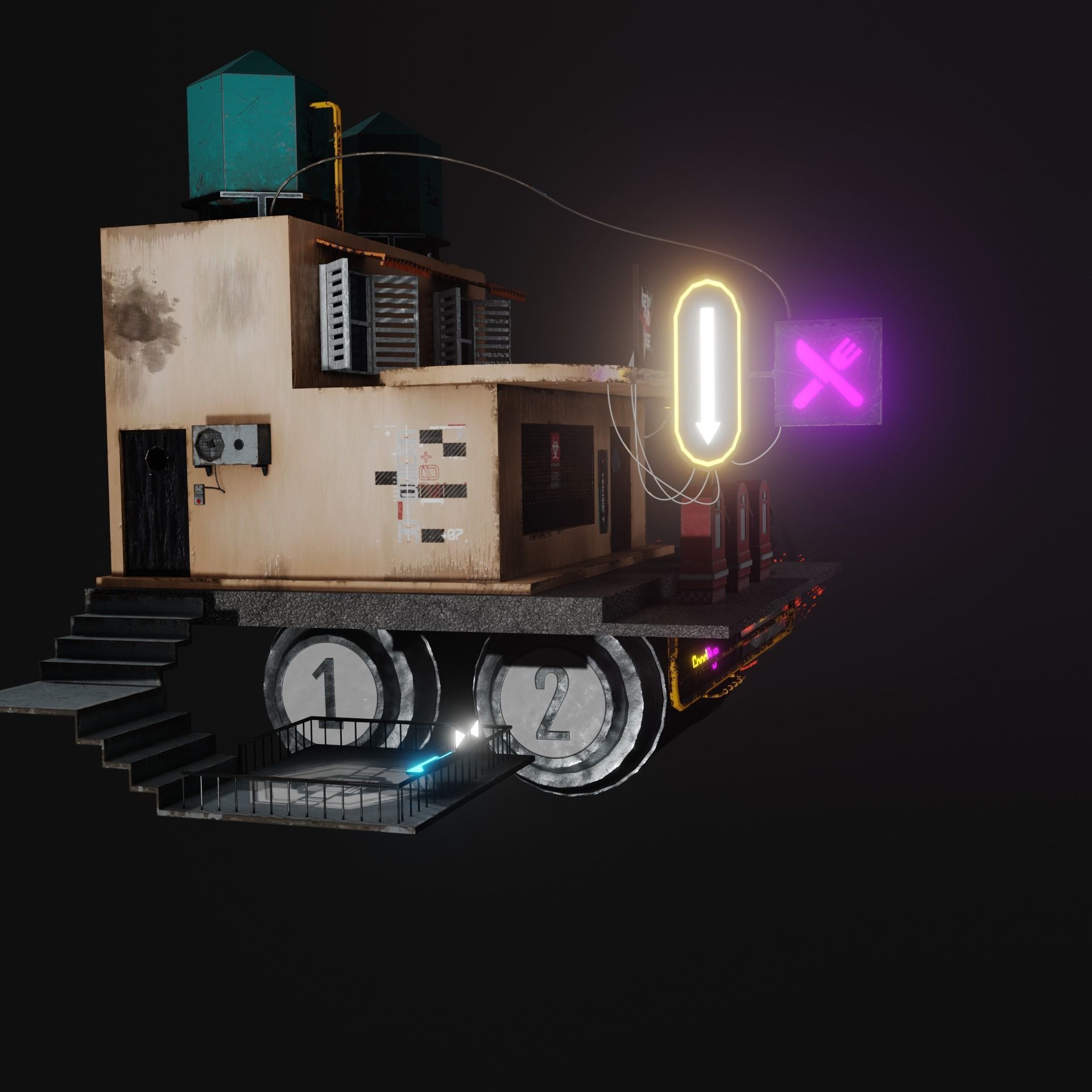 Fly Building Cyberpunk 3D model_8