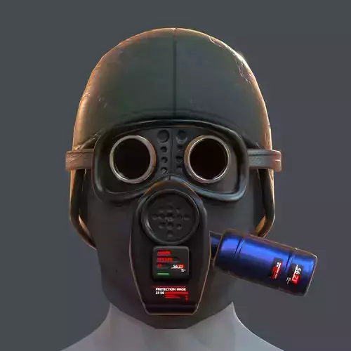 Gas mask helmet 3d model scifi Low-poly 