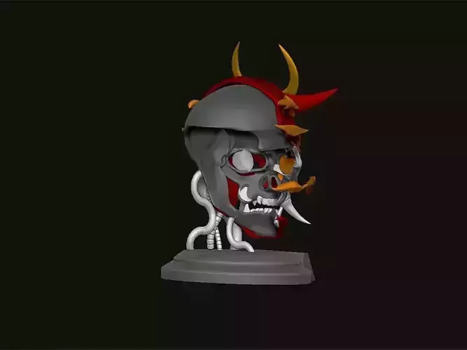cyberpunk 2077 samurai metal skull model with stand 3D print model