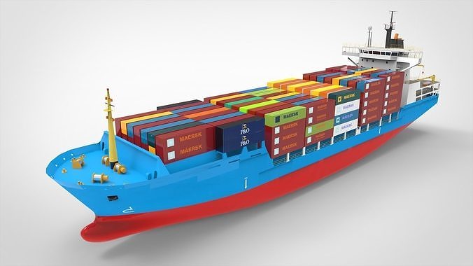 Container Ship Low-poly 3D model