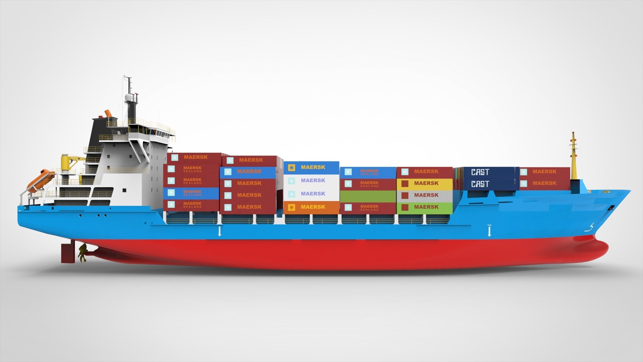 Container Ship Low-poly 3D model_6