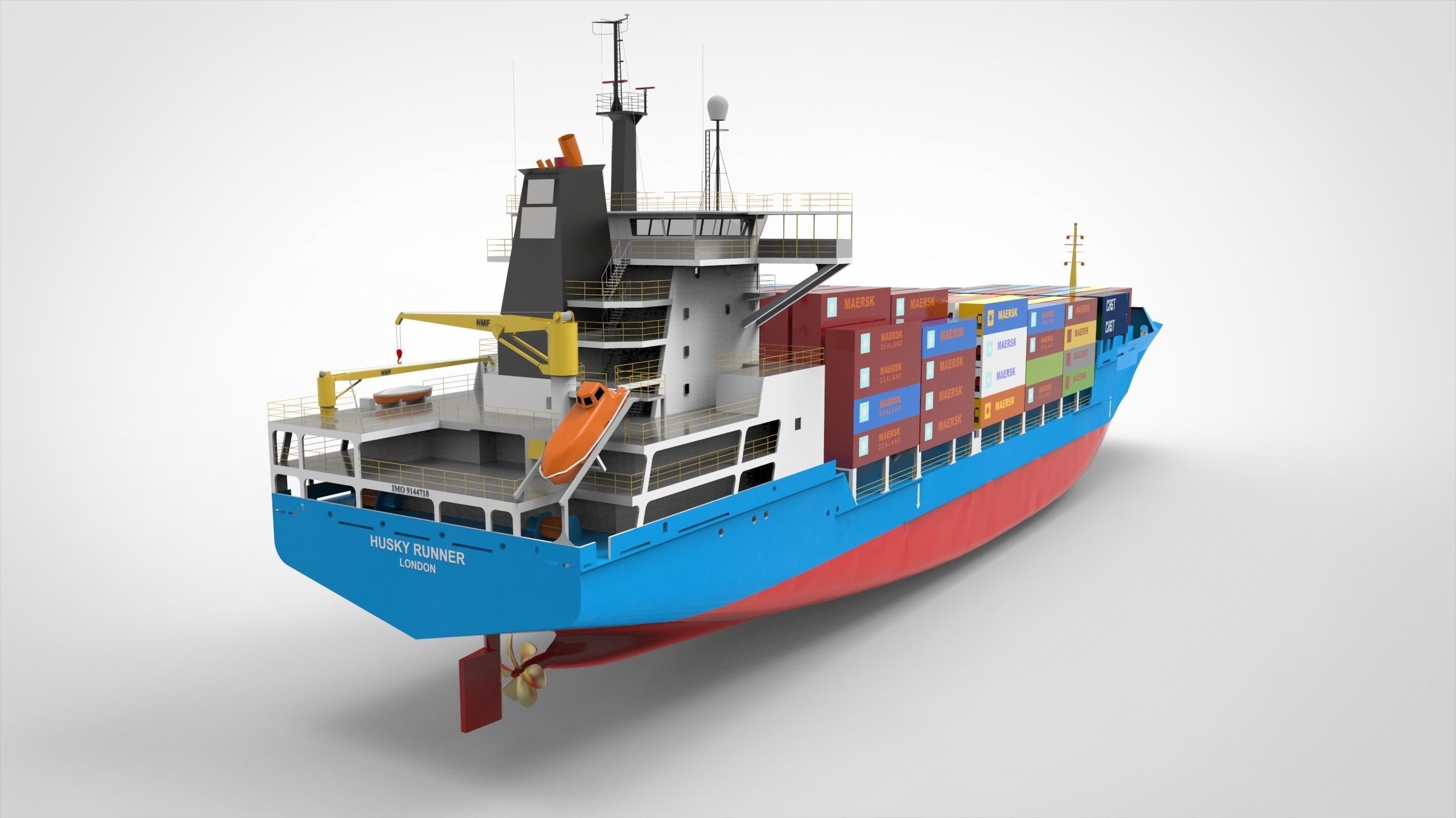 Container Ship Low-poly 3D model_2