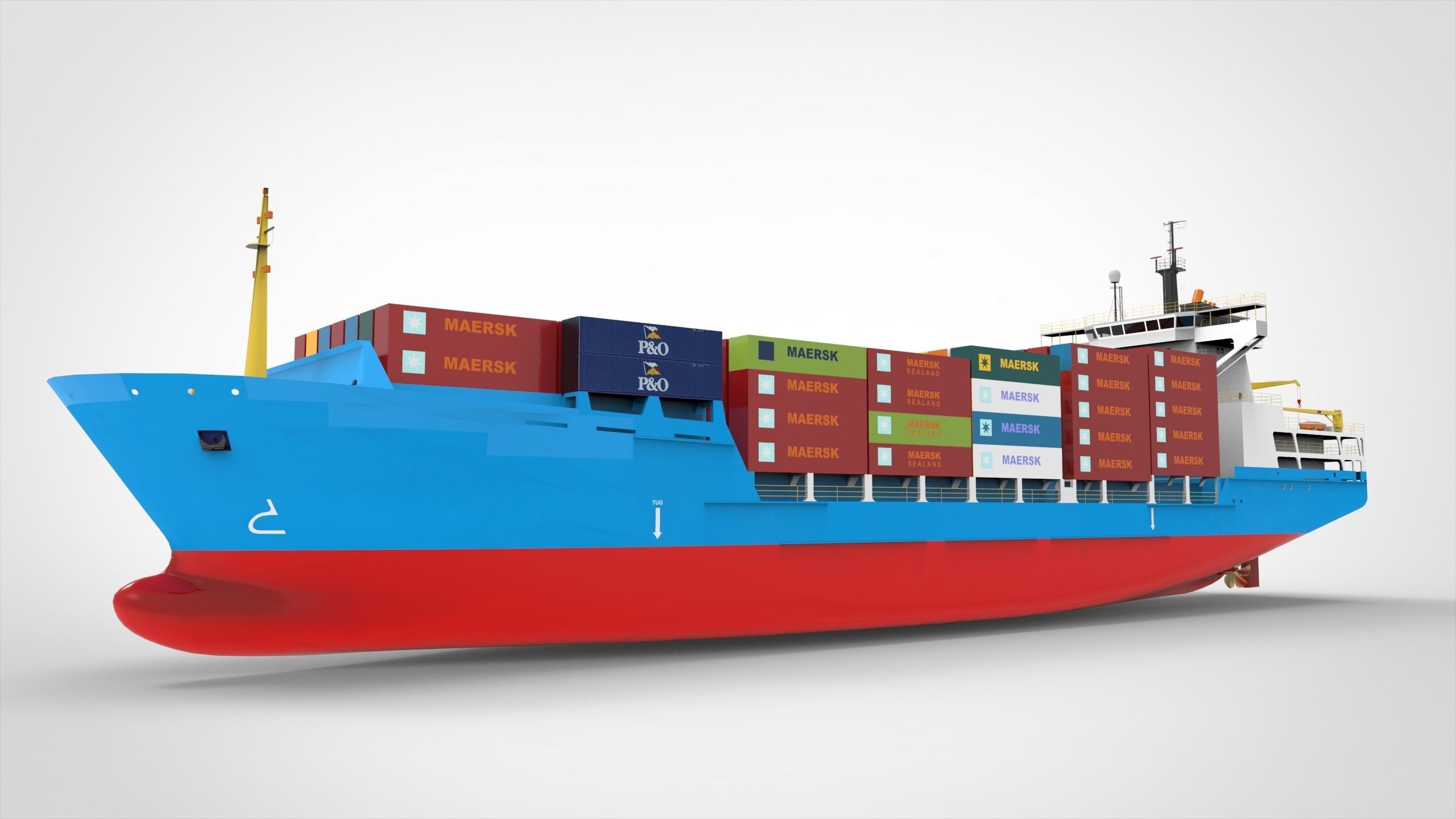 Container Ship Low-poly 3D model_5