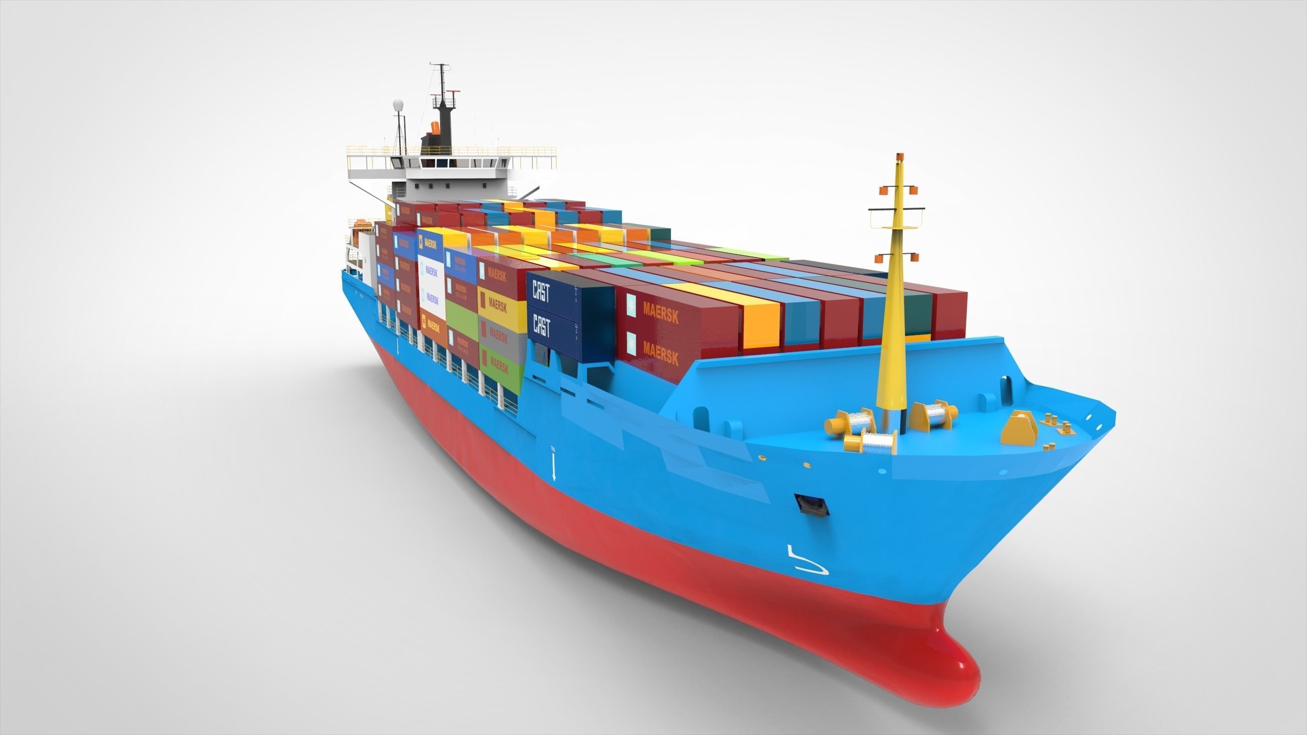 Container Ship Low-poly 3D model_1