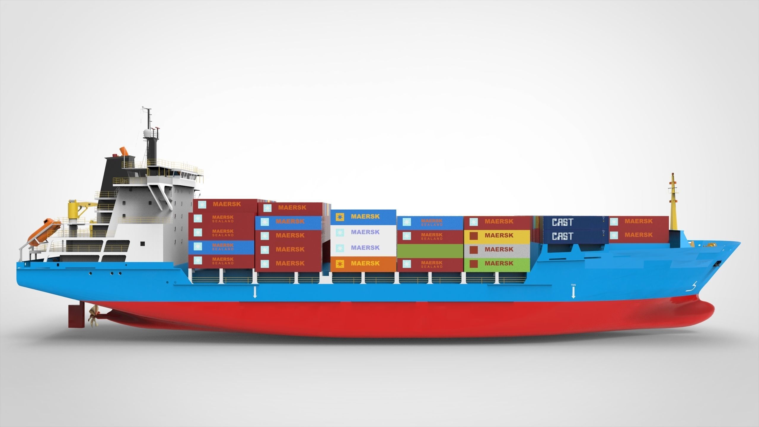 Container Ship Low-poly 3D model_4