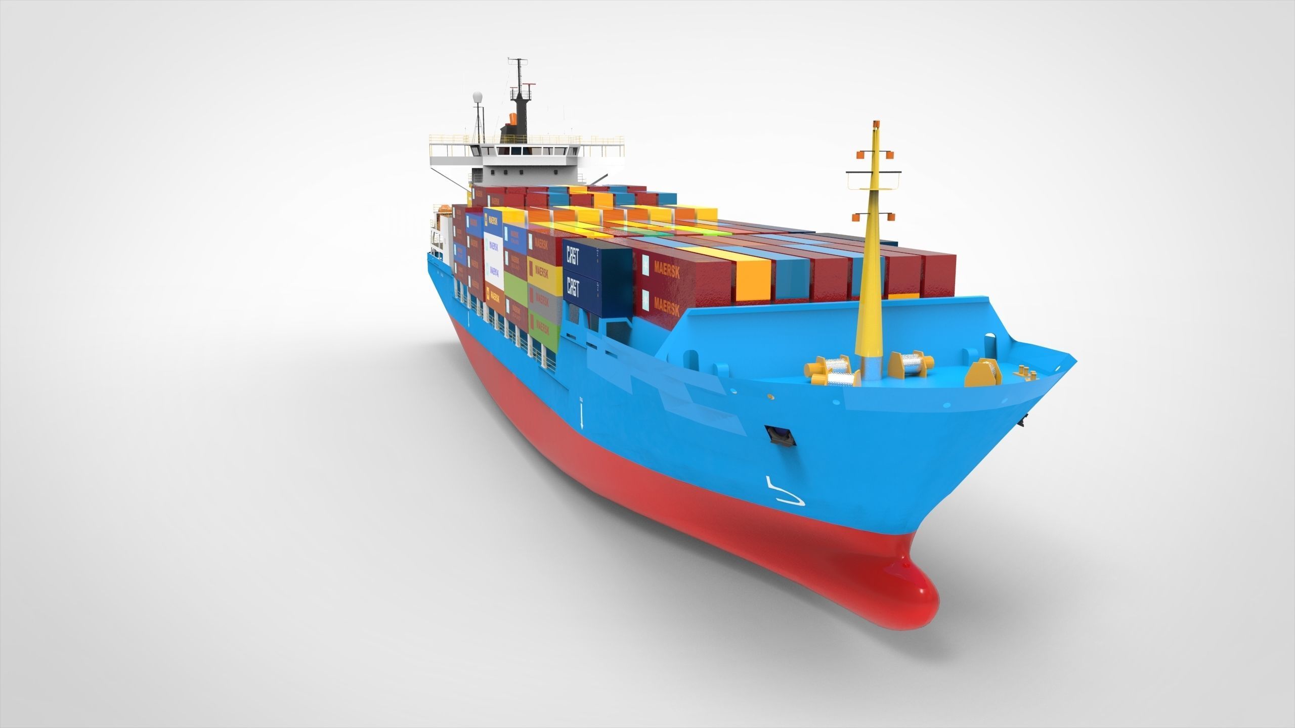 Container Ship Low-poly 3D model_3