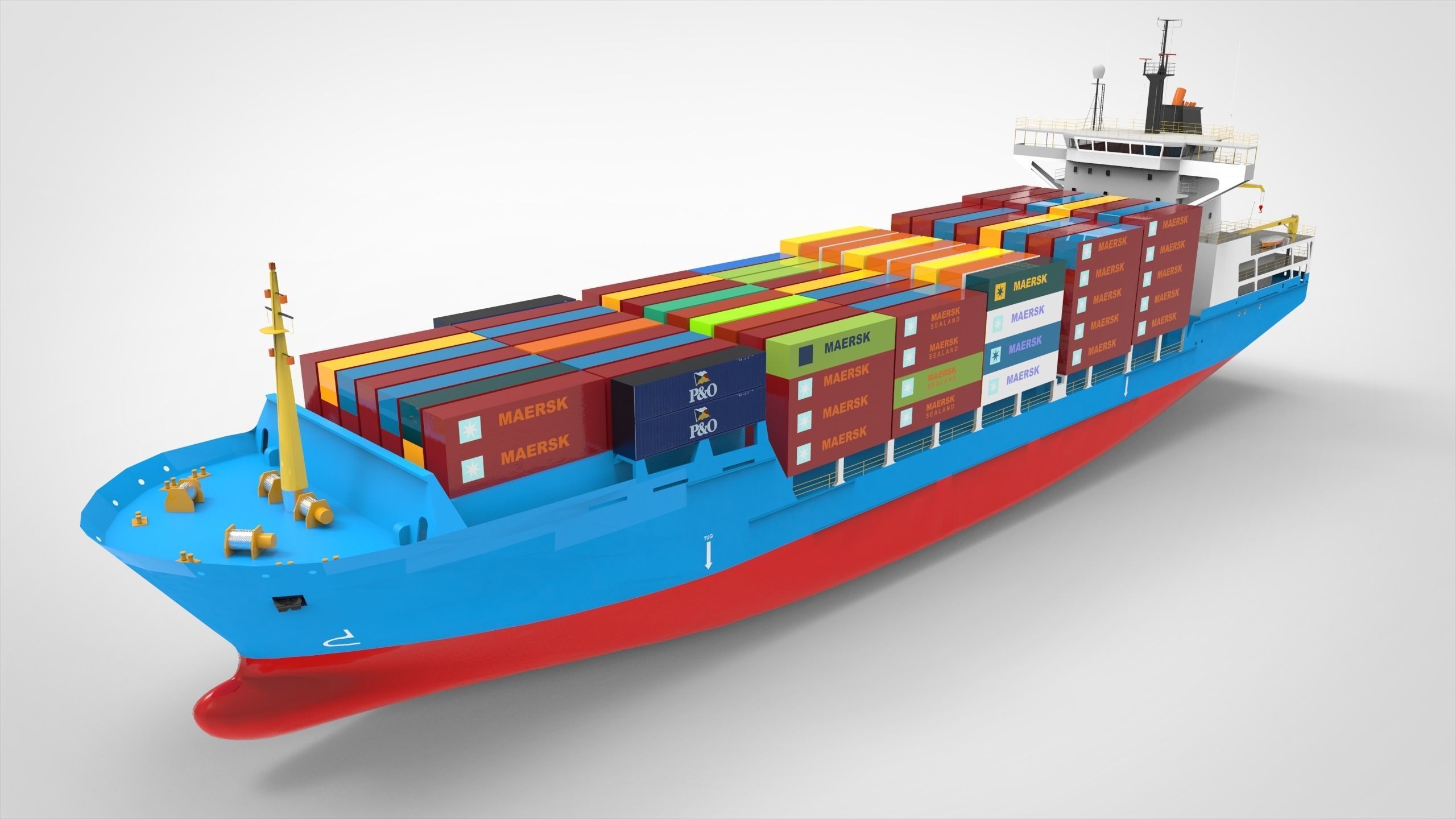 Container Ship Low-poly 3D model_9