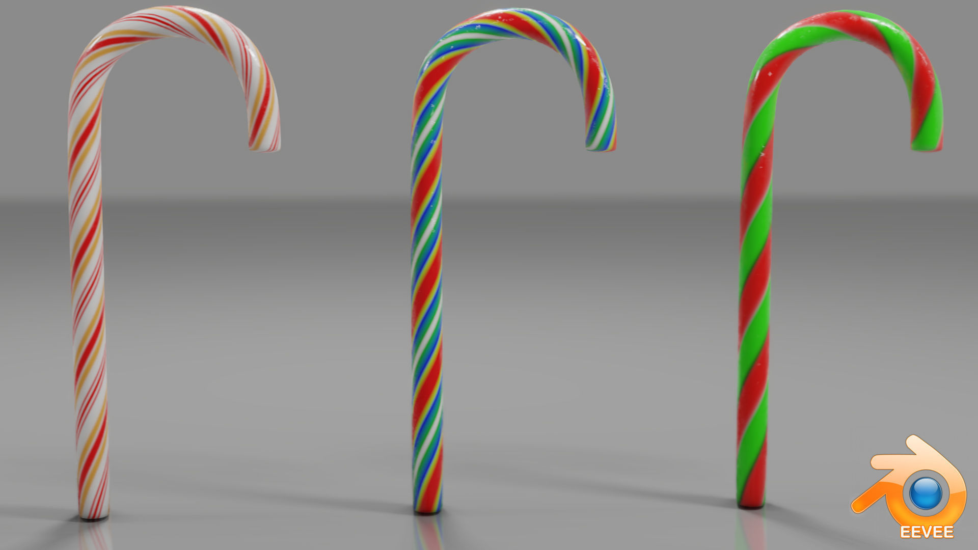 Low Poly Candy Canes Free low-poly 3D model_7