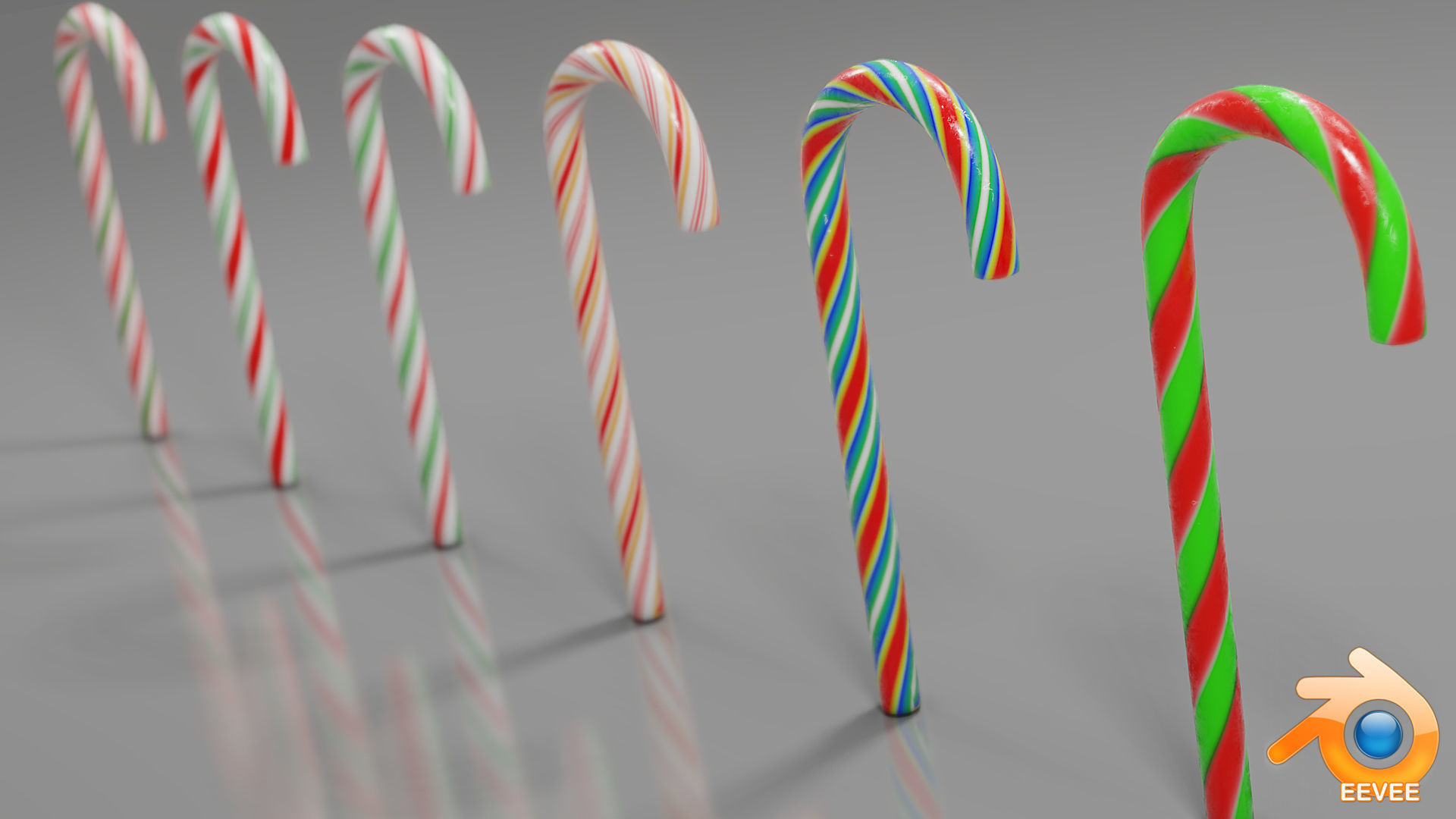 Low Poly Candy Canes Free low-poly 3D model_5