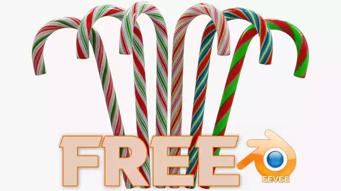 Low Poly Candy Canes Free low-poly 3D model