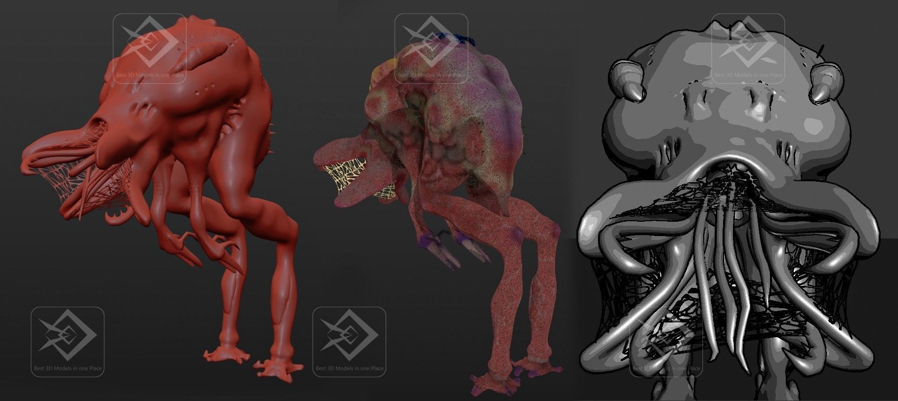 alien octopus creature 3D model_1