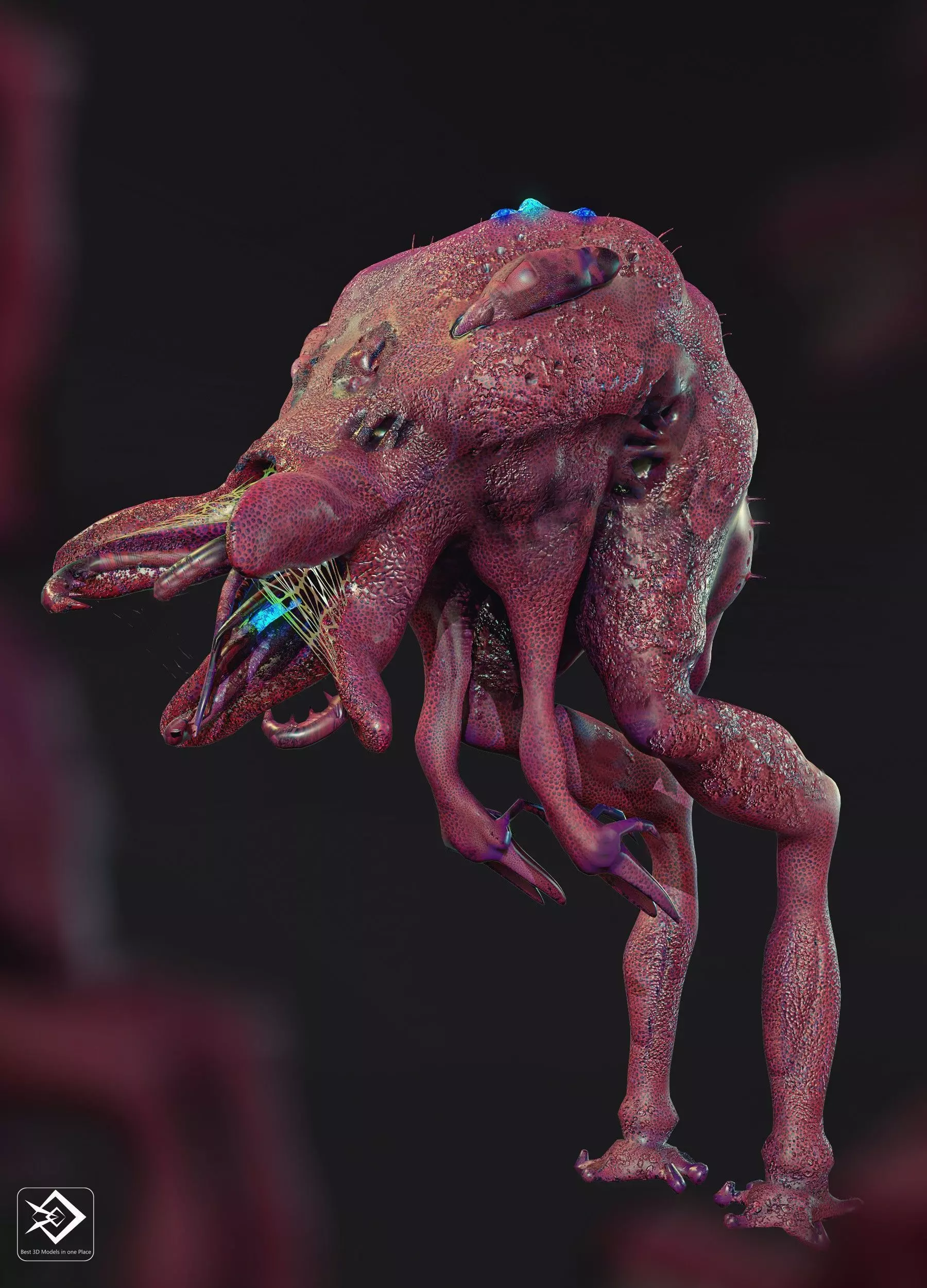 alien octopus creature 3D model_0