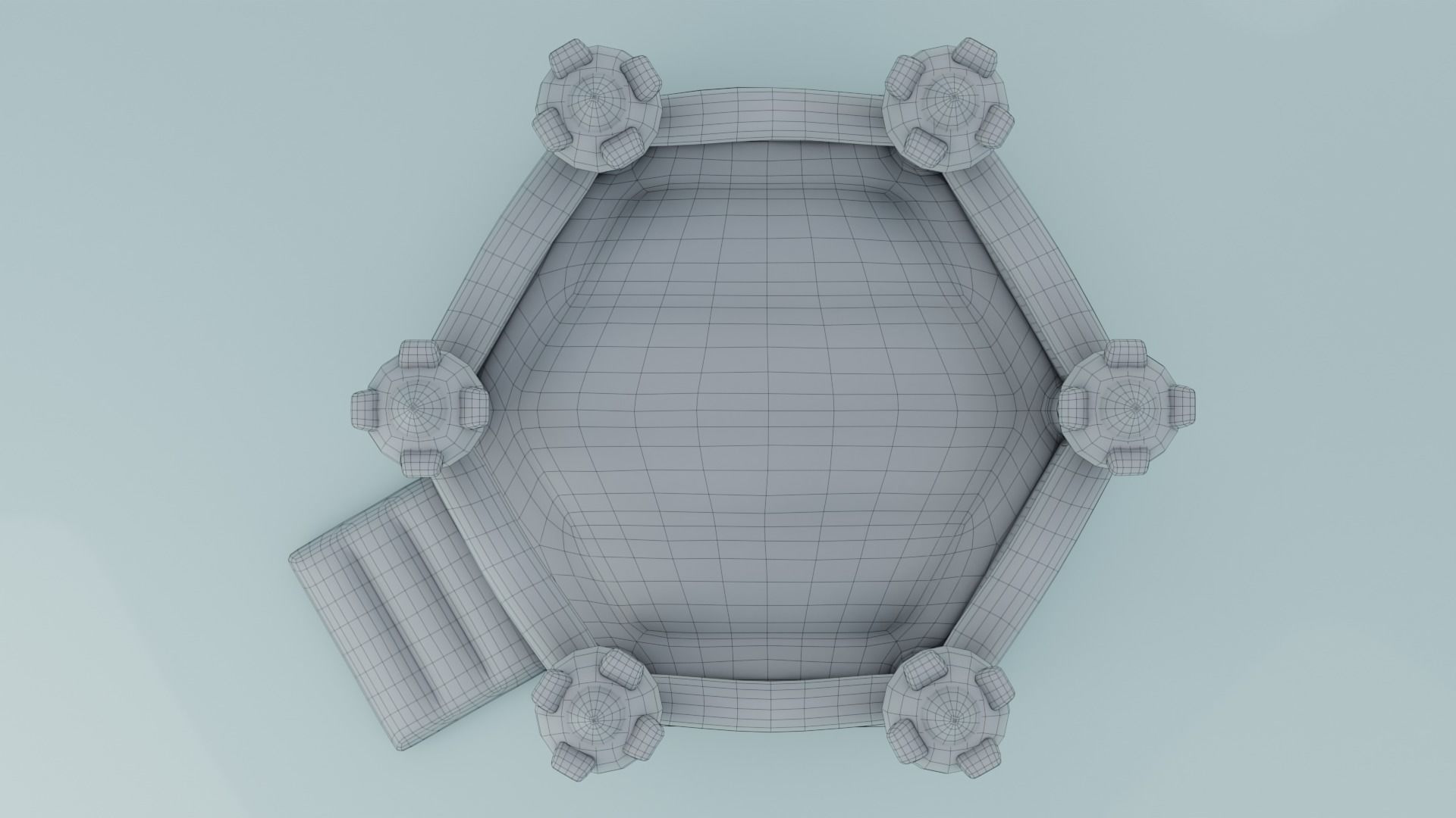 Inflatable blue hexagon castle 3D model_17