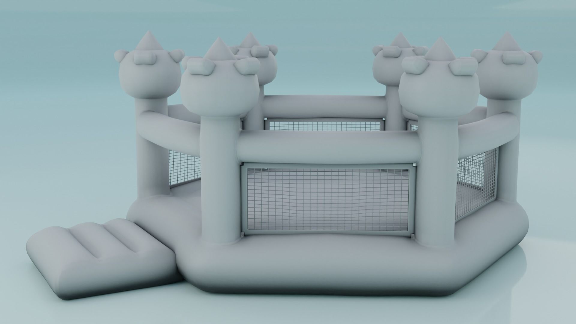 Inflatable blue hexagon castle 3D model_11