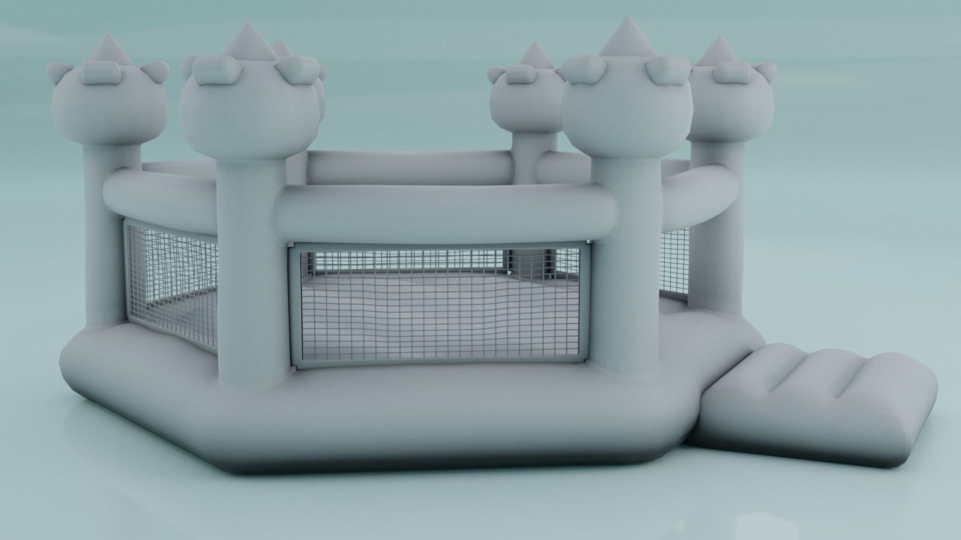 Inflatable blue hexagon castle 3D model_7