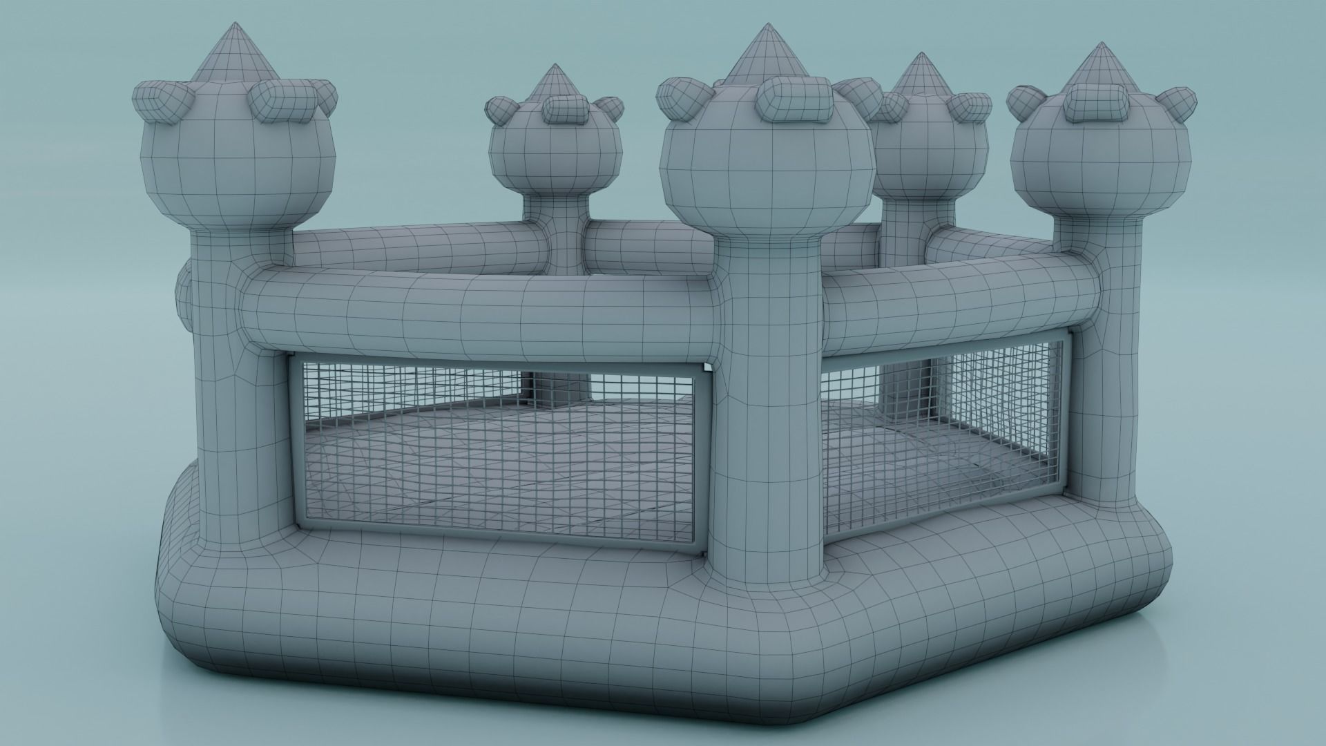 Inflatable blue hexagon castle 3D model_18