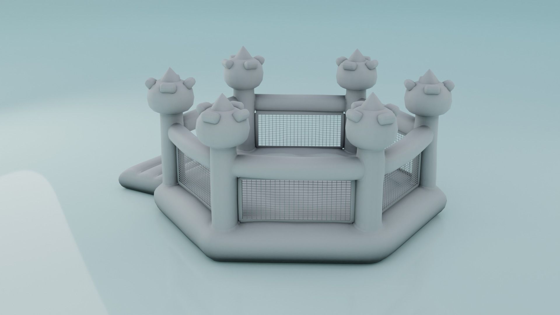 Inflatable blue hexagon castle 3D model_10