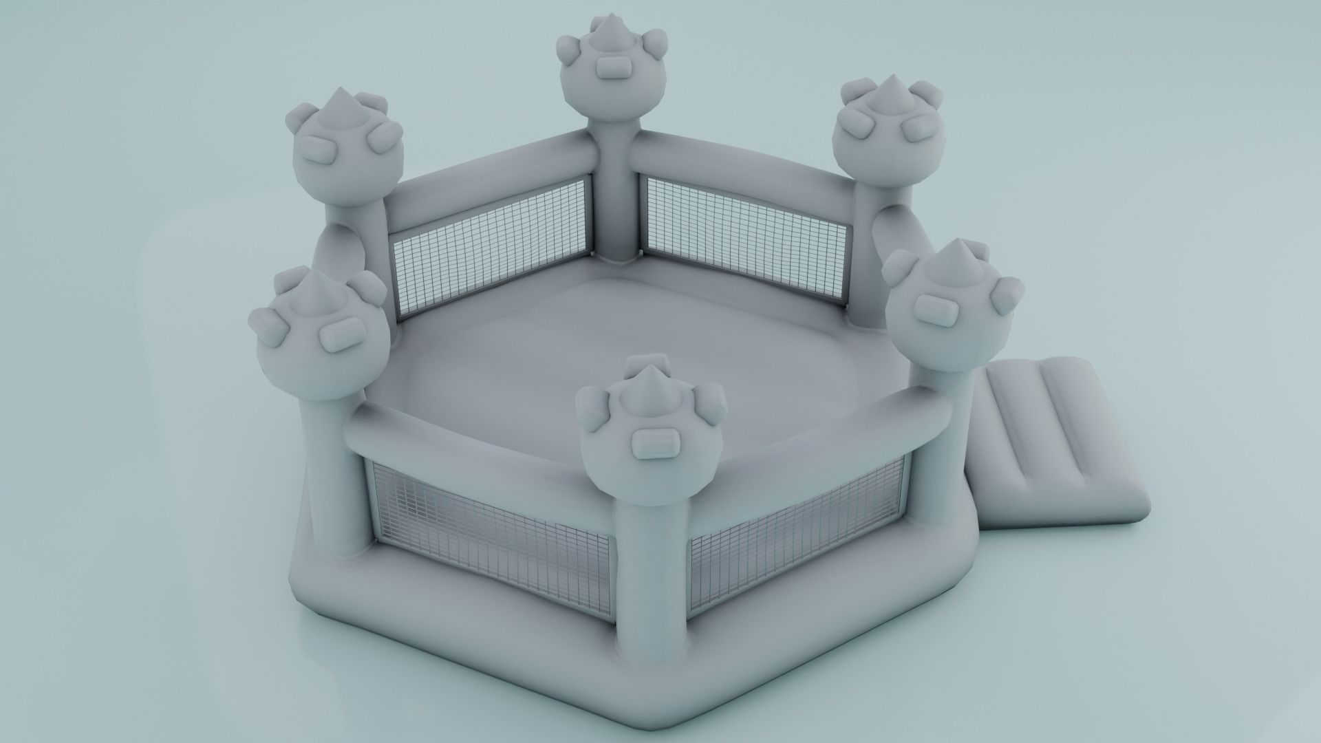 Inflatable blue hexagon castle 3D model_9
