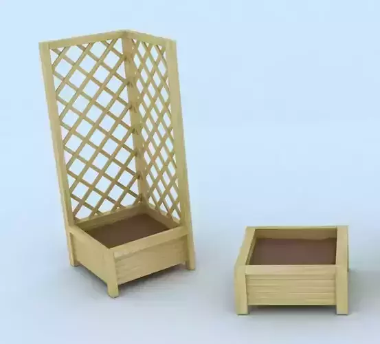 Arbor two wooden planters and flower pot