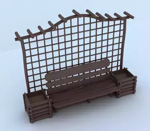 Arbor wooden bench with lattice