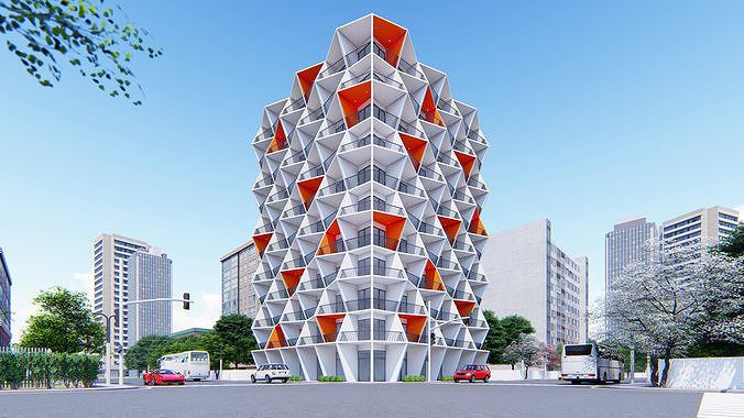 Cool Looking Facade Building 3D model