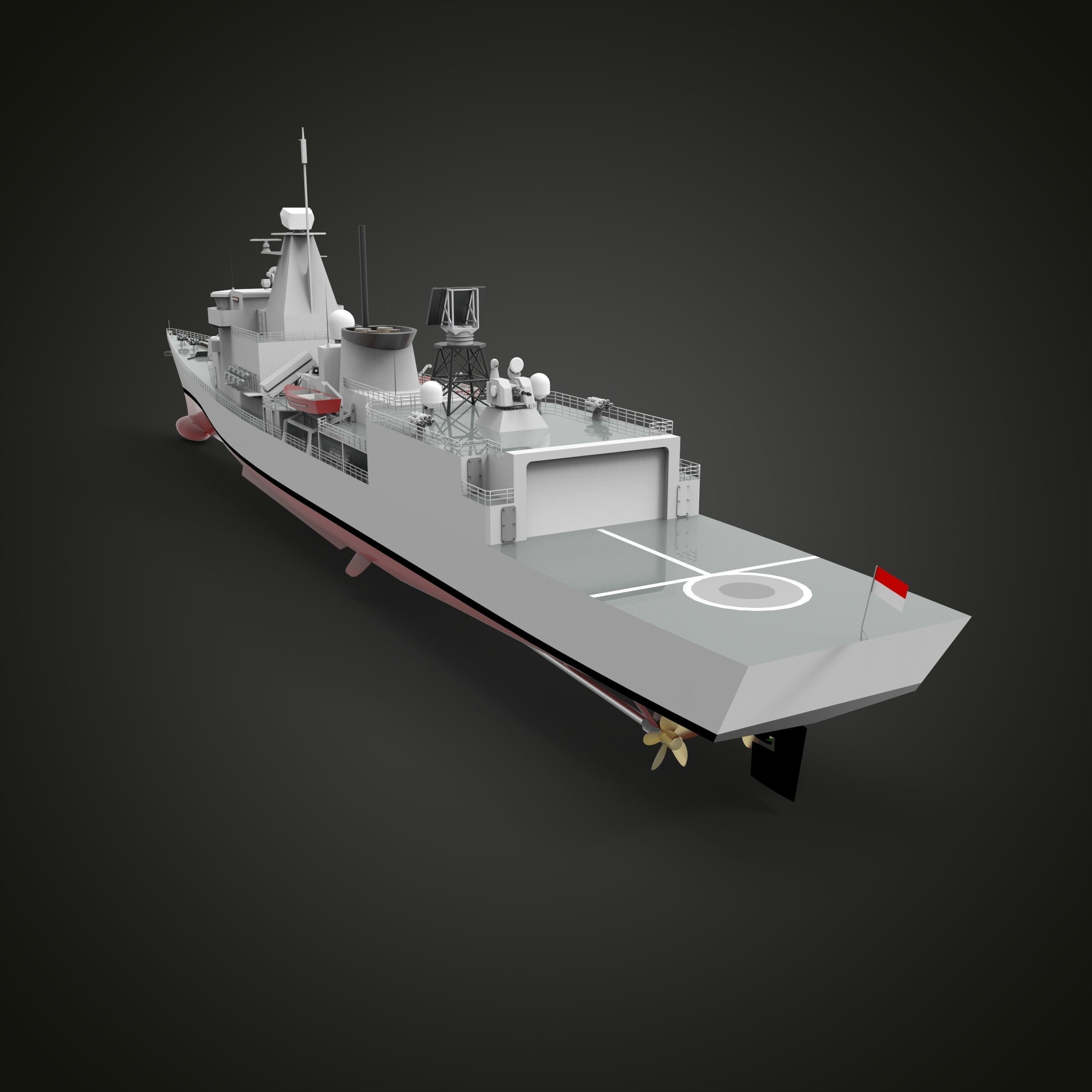 Frigate Ship Low-poly 3D model_5