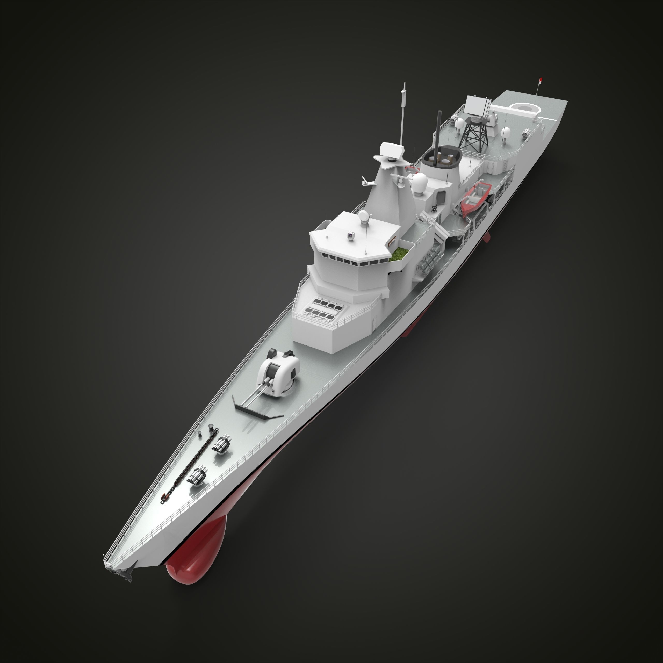 Frigate Ship Low-poly 3D model_4