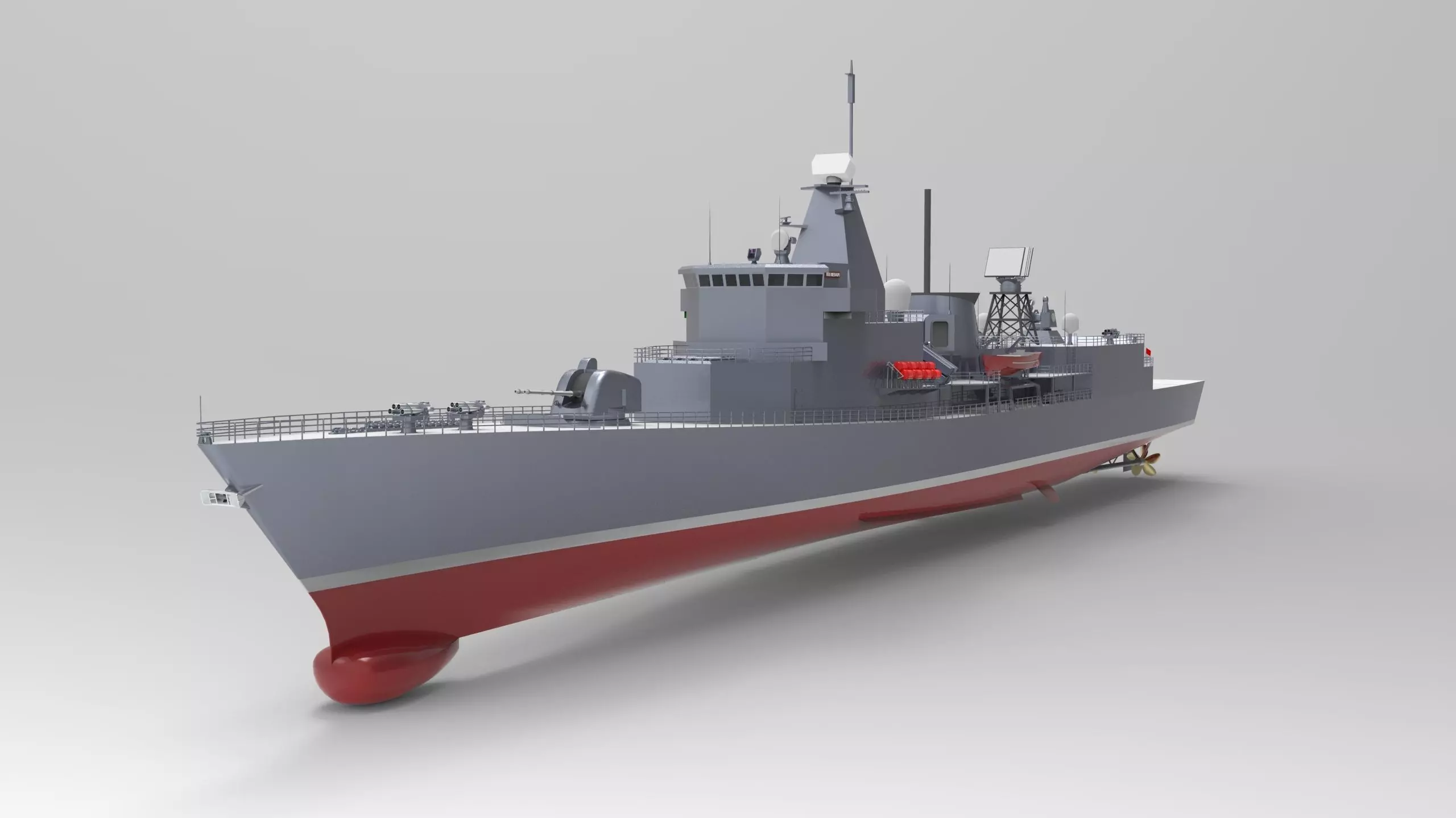 Frigate Ship Low-poly 3D model_0