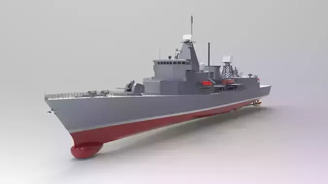 Frigate Ship Low-poly 3D model