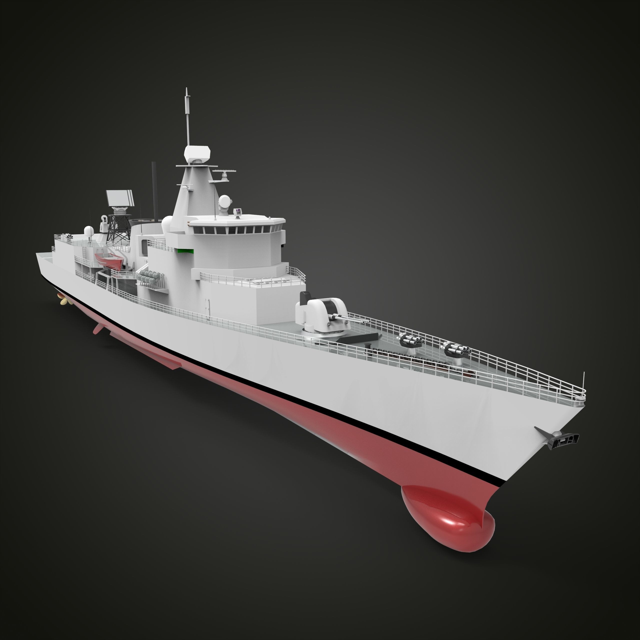 Frigate Ship Low-poly 3D model_2
