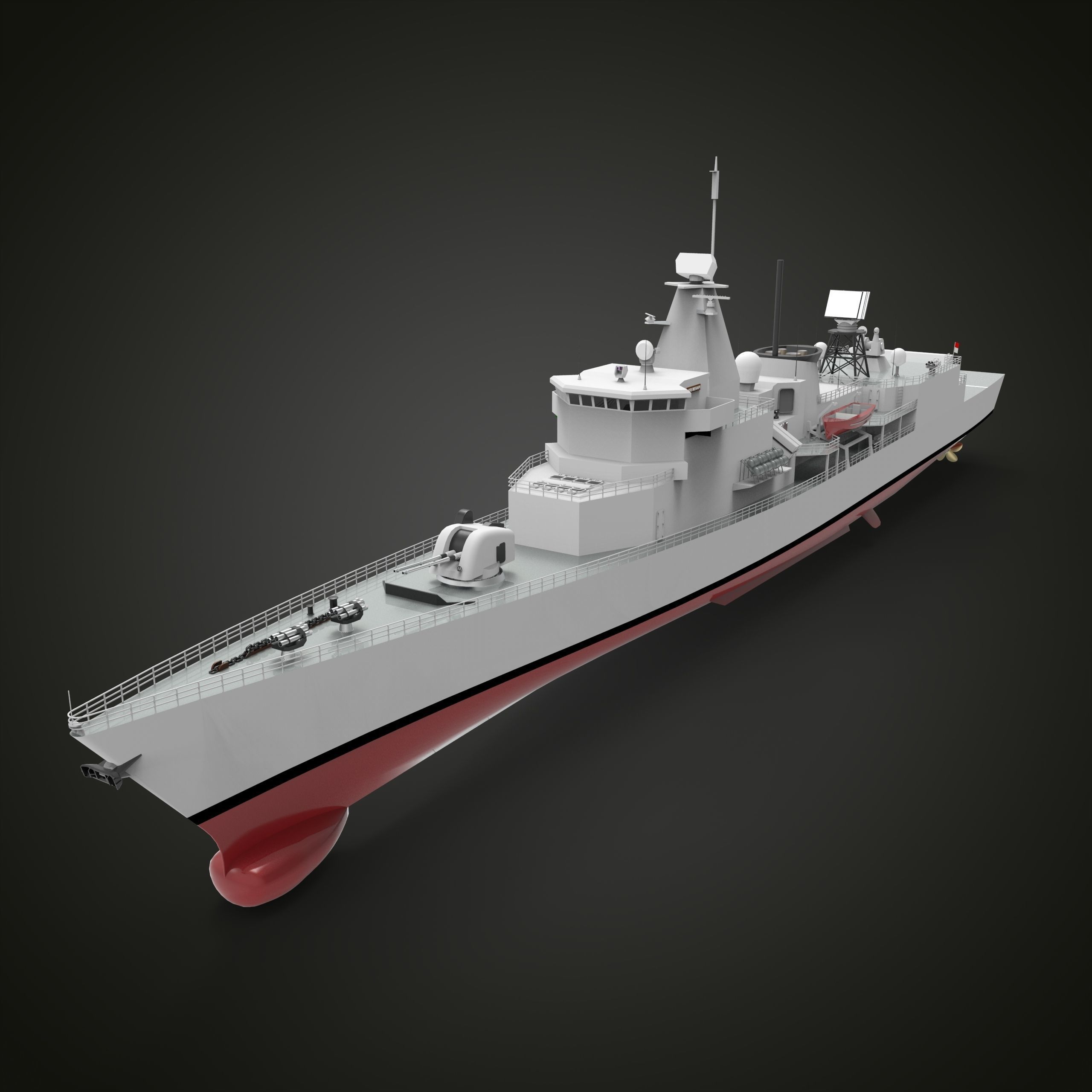 Frigate Ship Low-poly 3D model_1