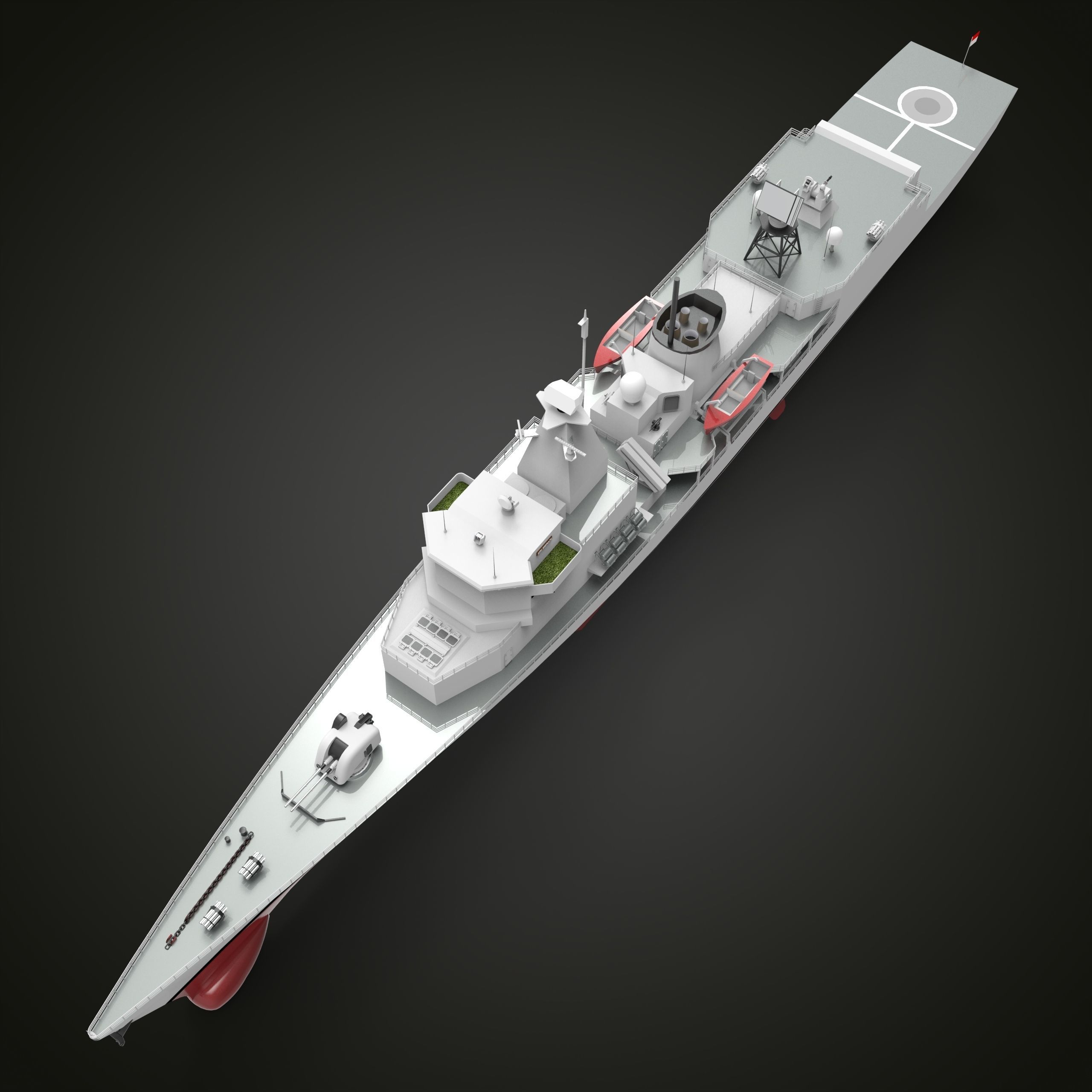 Frigate Ship Low-poly 3D model_8