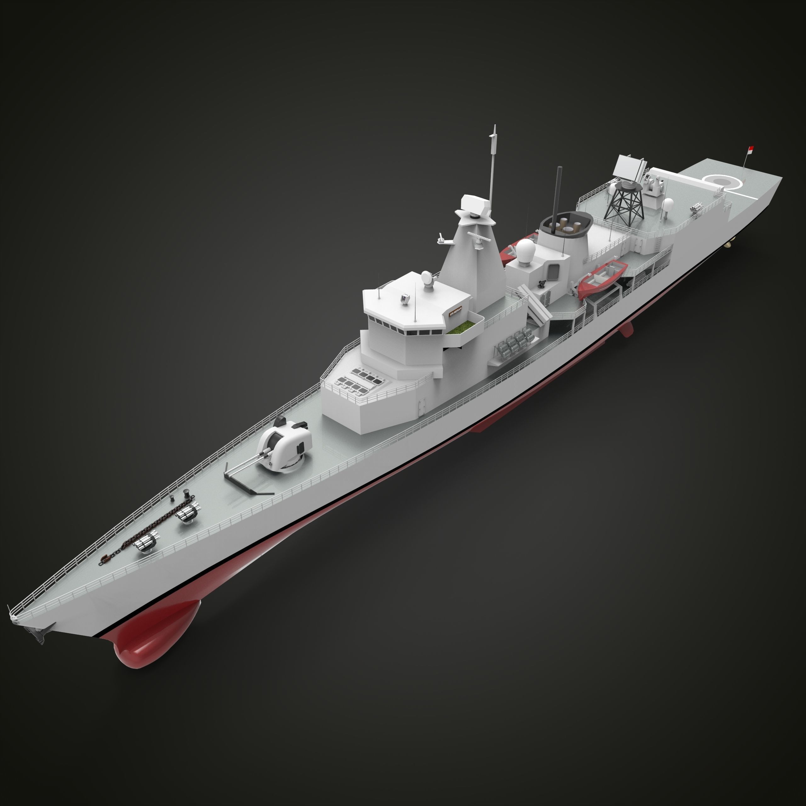 Frigate Ship Low-poly 3D model_3