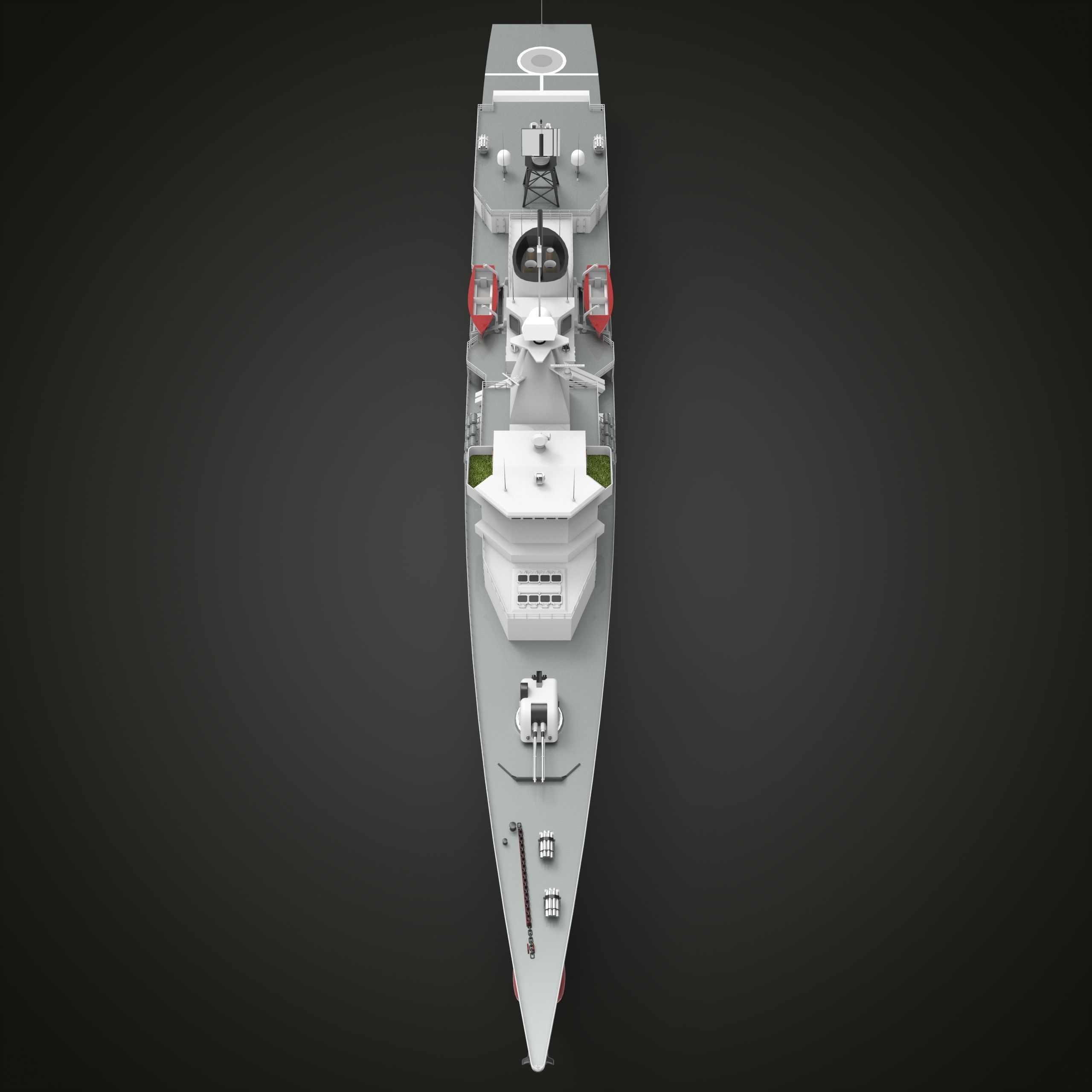 Frigate Ship Low-poly 3D model_7