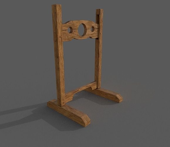 pillory wooden stand with hole in middle Low-poly 3D model