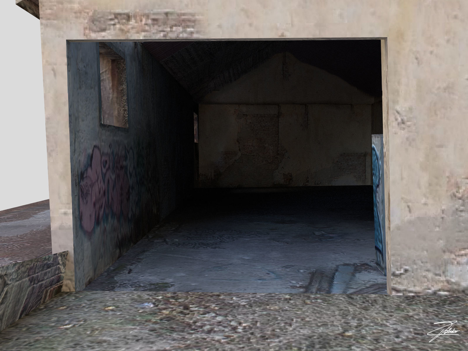 Abandoned building 02 Low-poly 3D model_10