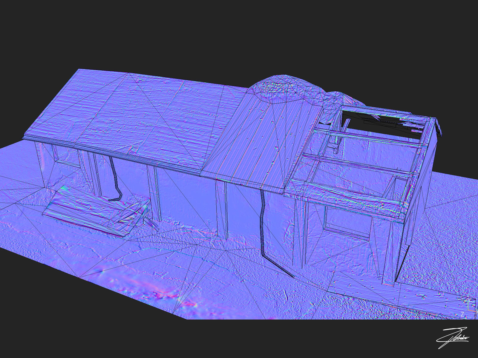 Abandoned building 02 Low-poly 3D model_15